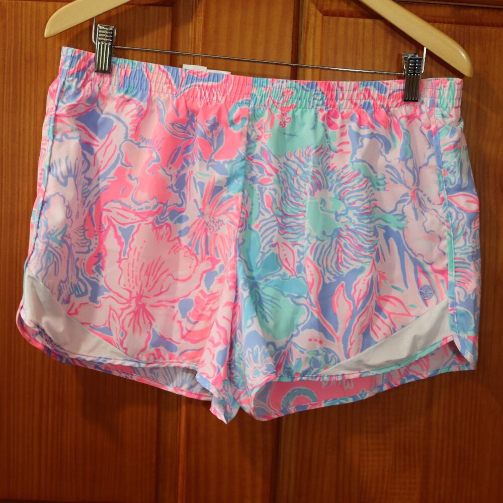 Lilly Pulitzer Luxletic Colorful Floral Print Athletic Shorts LG